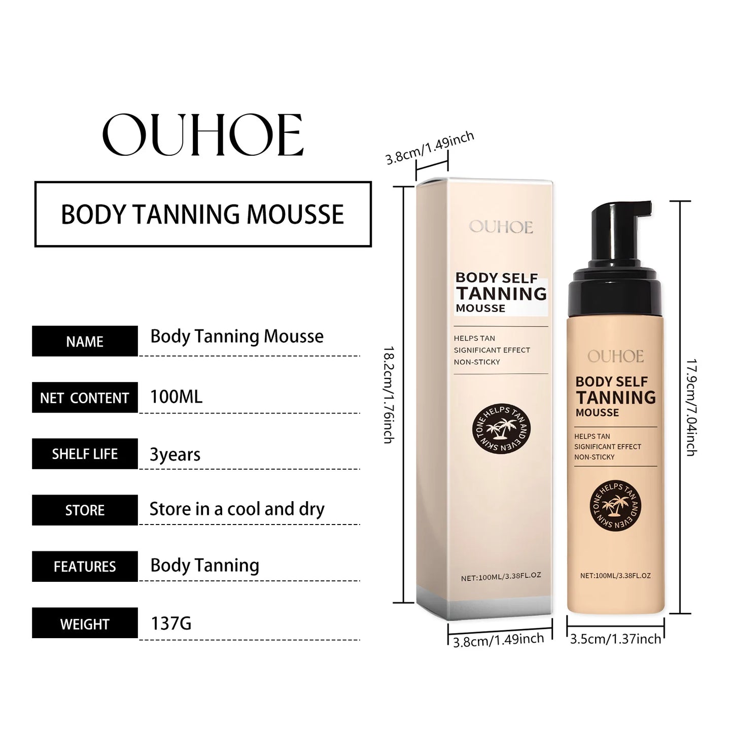 Body Self Tanning Mousse Tan Bronze